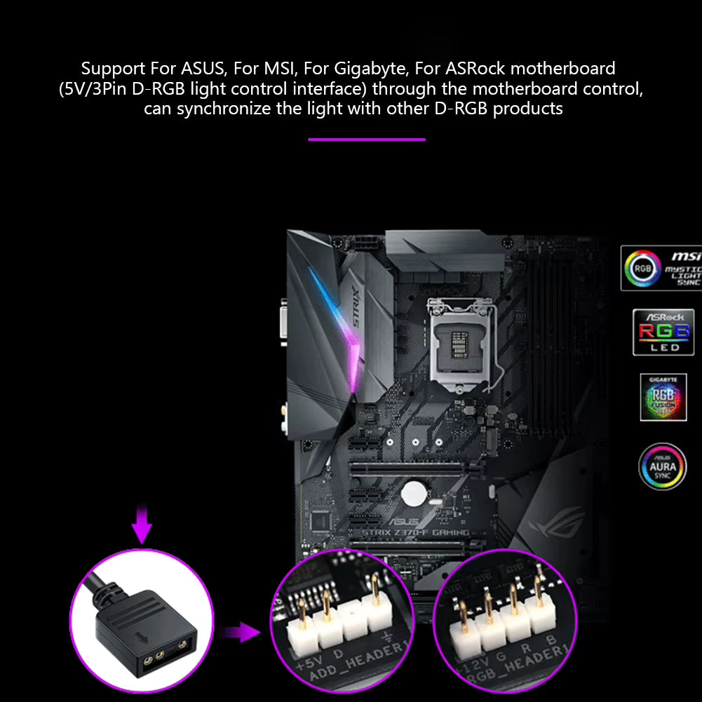 5V 3 Pin ARGB RGB Cable Splitter Hub ASUS AURA SYNC RGB 10 Hub Splitter SATA Power Extension Cable Adapter for PC RGB Fan Cooler