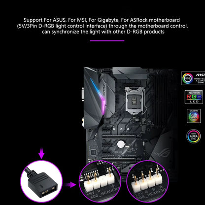 5V 3 Pin ARGB RGB Cable Splitter Hub ASUS AURA SYNC RGB 10 Hub Splitter SATA Power Extension Cable Adapter for PC RGB Fan Cooler