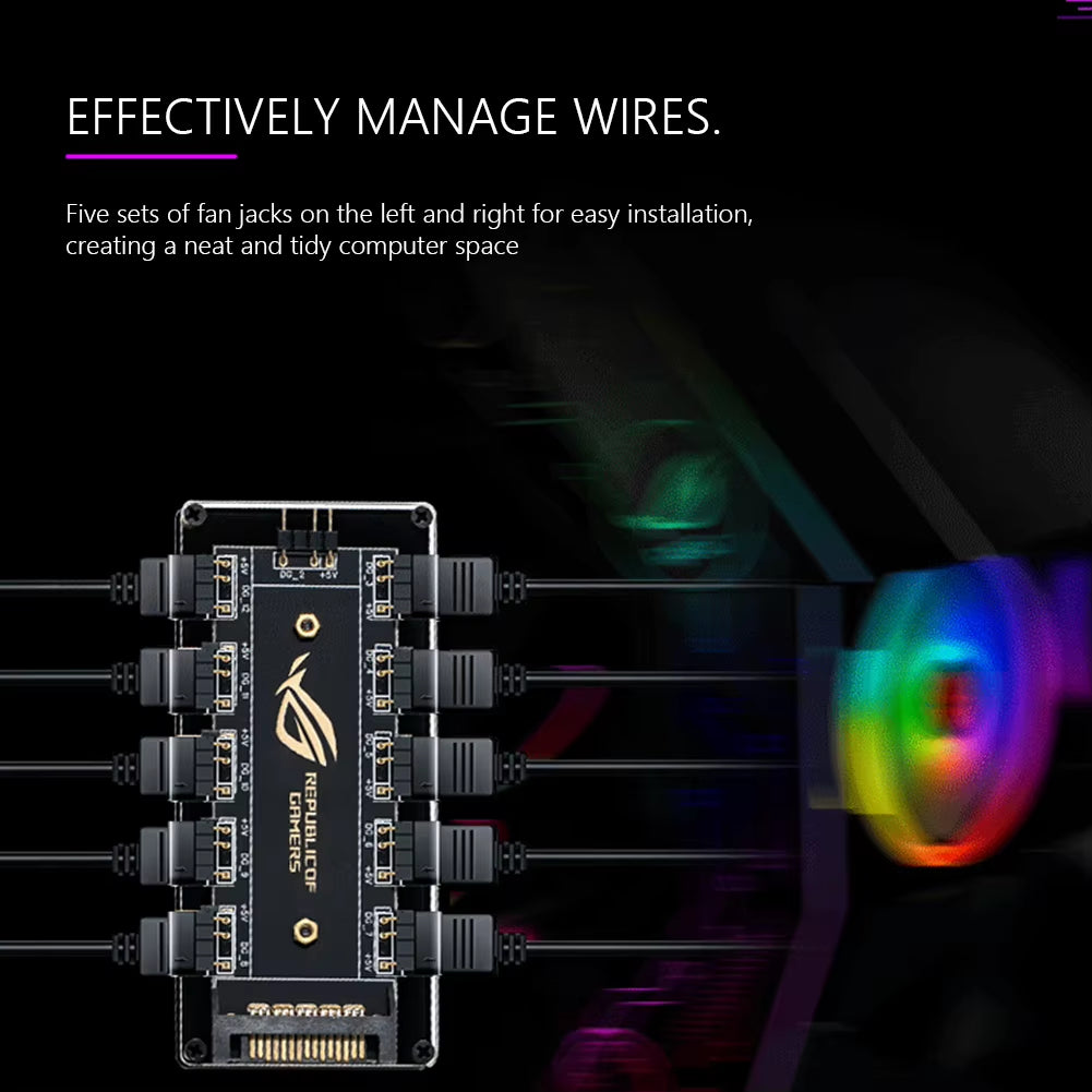 5V 3 Pin ARGB RGB Cable Splitter Hub ASUS AURA SYNC RGB 10 Hub Splitter SATA Power Extension Cable Adapter for PC RGB Fan Cooler