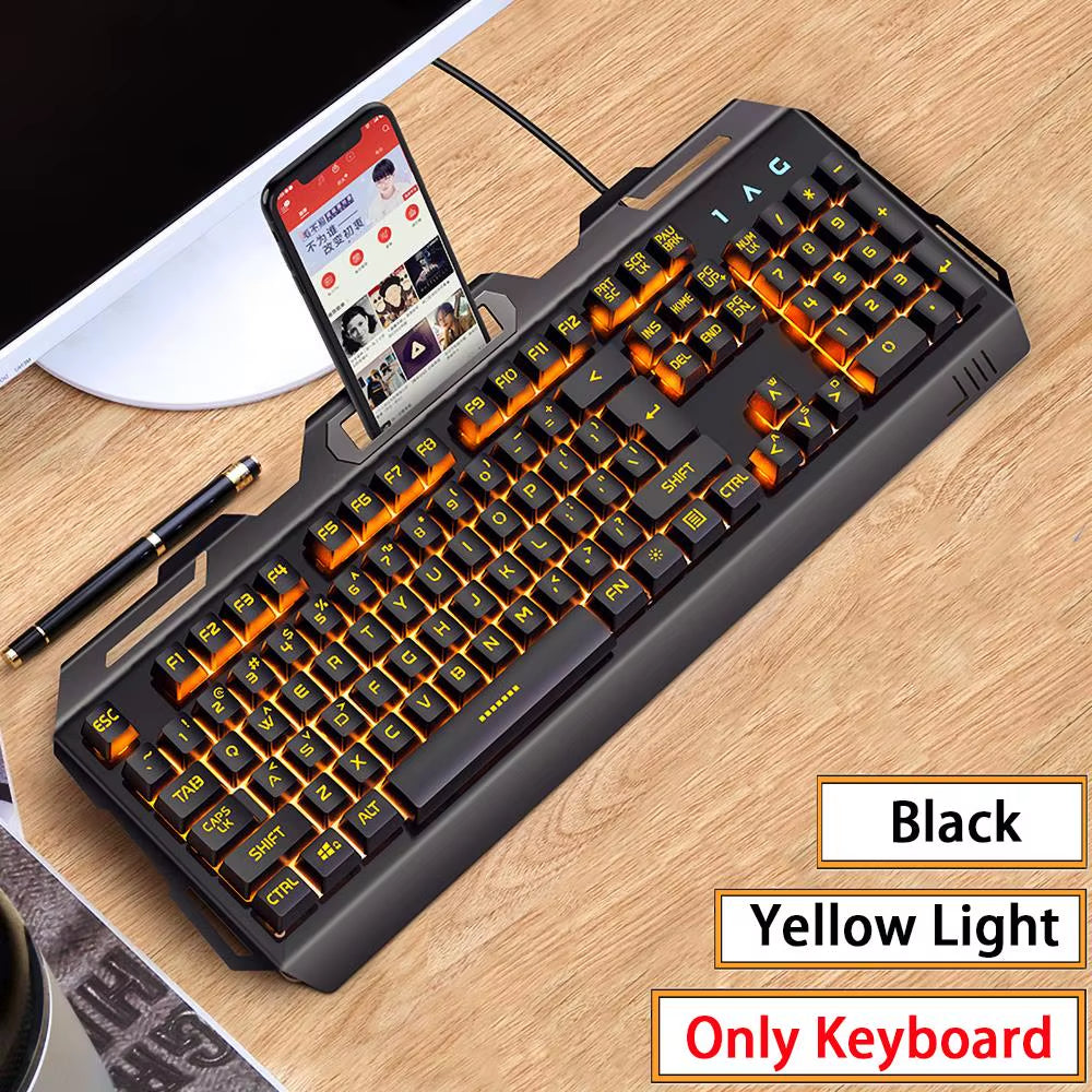 Gaming Keyboard and Mouse Combos Backlit RGB LED USB 104 Key Wired Mechanical Feeling Keyboard Mice for Gaming PC Laptop Office