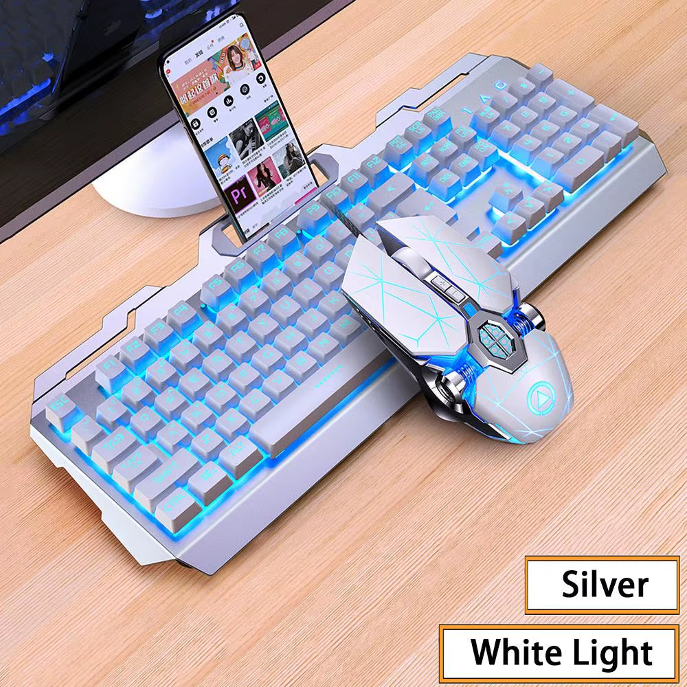 Gaming Keyboard and Mouse Combos Backlit RGB LED USB 104 Key Wired Mechanical Feeling Keyboard Mice for Gaming PC Laptop Office