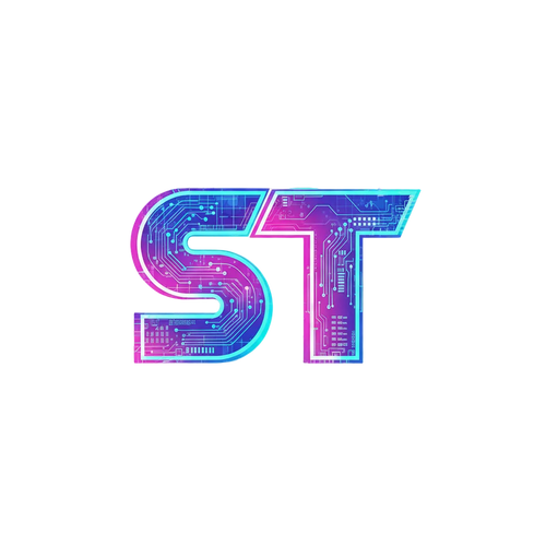 create a gaming tech rgb logo with letters ST on transparent background