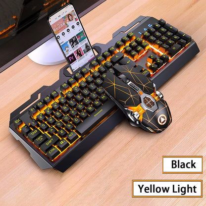 Gaming Keyboard and Mouse Combos Backlit RGB LED USB 104 Key Wired Mechanical Feeling Keyboard Mice for Gaming PC Laptop Office